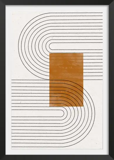 Affiche lignes sinueuses et bloc terre de sienne