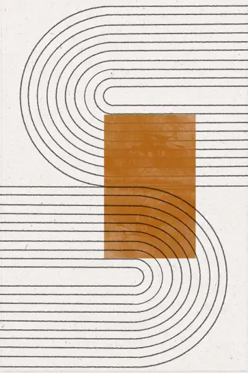 Affiche lignes sinueuses et bloc terre de sienne