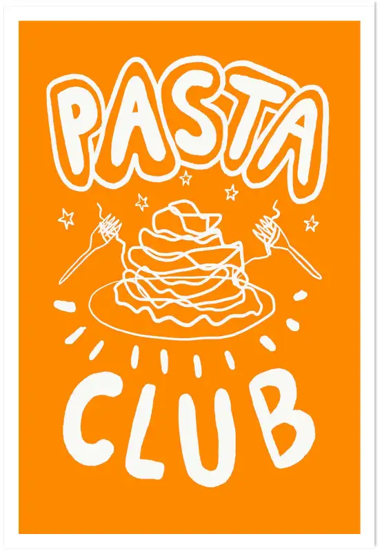 Affiche illustration ludique pasta club