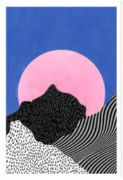 Affiche illustration graphique montagne et soleil