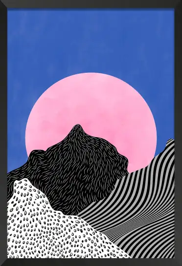 Affiche illustration graphique montagne et soleil
