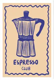 Affiche illustration retro cafetière espresso