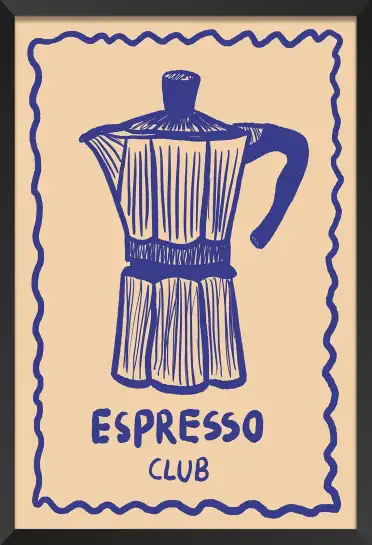 Affiche illustration retro cafetière espresso