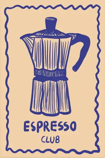 Affiche illustration retro cafetière espresso