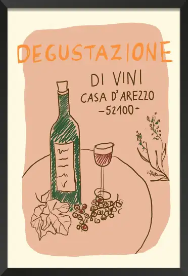 Affiche poster rétro dégustation de vin