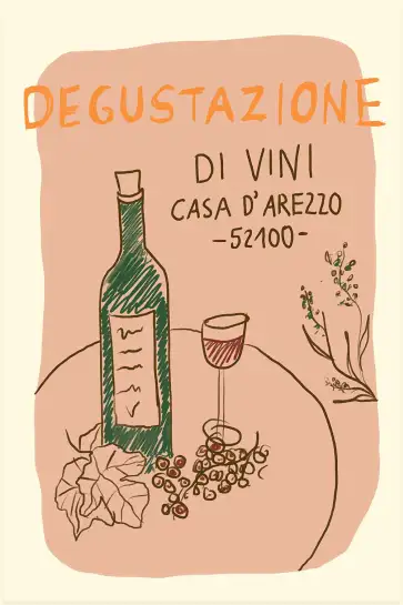 Affiche poster rétro dégustation de vin