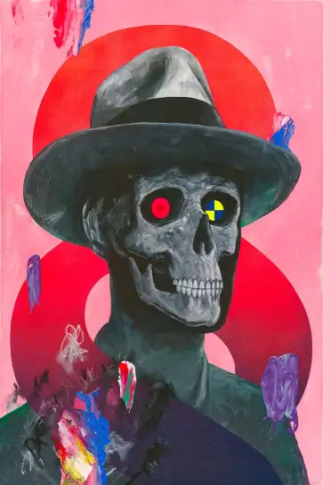Affiche crâne stylisé pop art