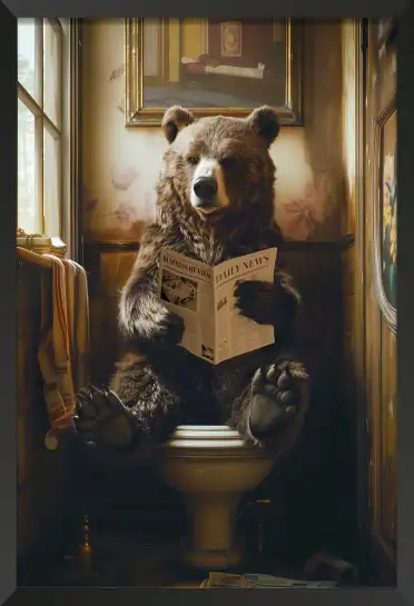 Affiche illustration humoristique ours toilettes