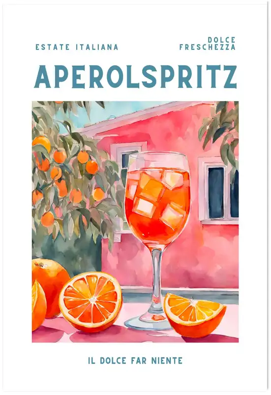 Affiche illustration aperol spritz et oranges