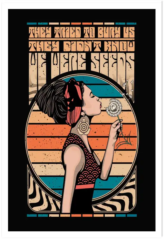 Affiche poster rétro féministe esprit libre