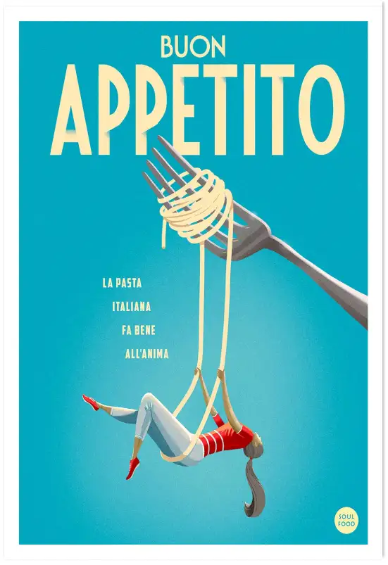 Affiche poster cuisine italienne spaghettis