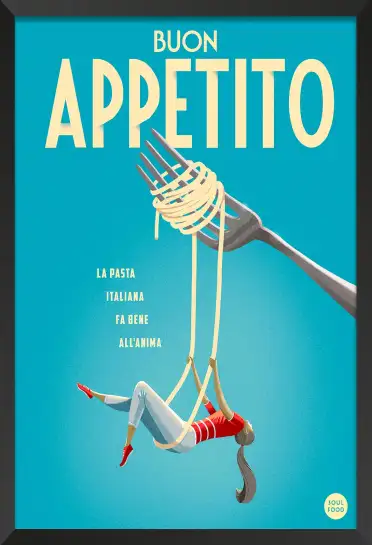 Affiche poster cuisine italienne spaghettis