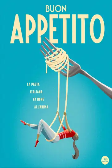 Affiche poster cuisine italienne spaghettis