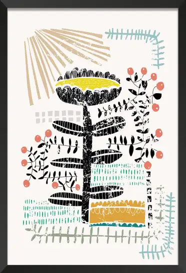 Affiche art botanique motif gravé