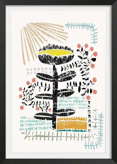Affiche art botanique motif gravé