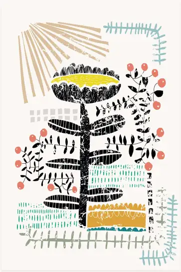 Affiche art botanique motif gravé