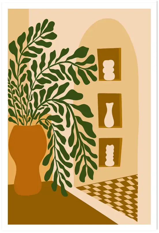 Affiche composition terracotta plante et vases