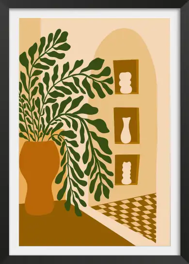 Affiche composition terracotta plante et vases