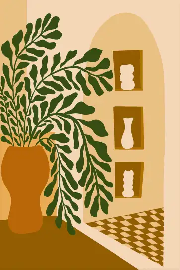 Affiche composition terracotta plante et vases