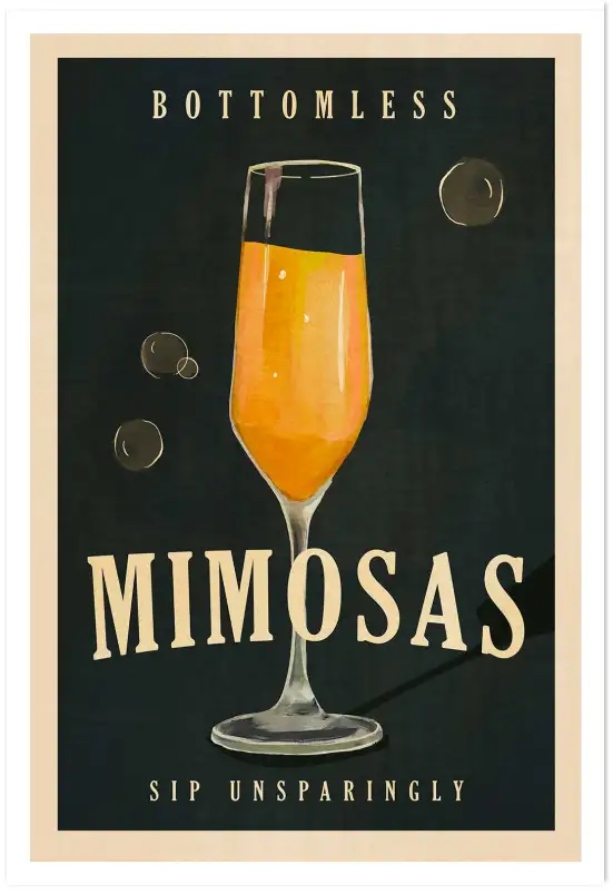 Affiche poster rétro mimosa bottomless