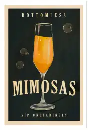 Affiche poster rétro mimosa bottomless
