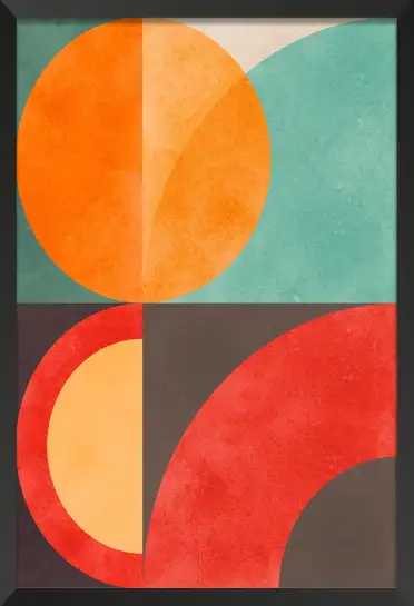 Affiche composition géométrique vintage turquoise