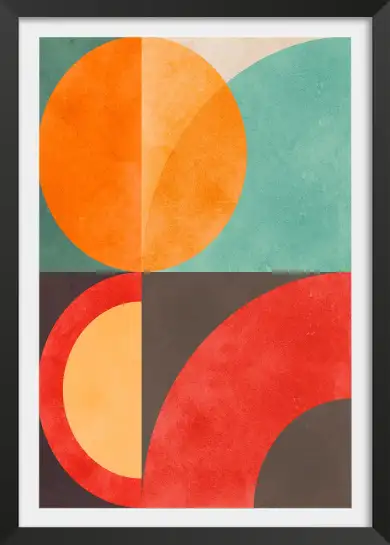 Affiche composition géométrique vintage turquoise