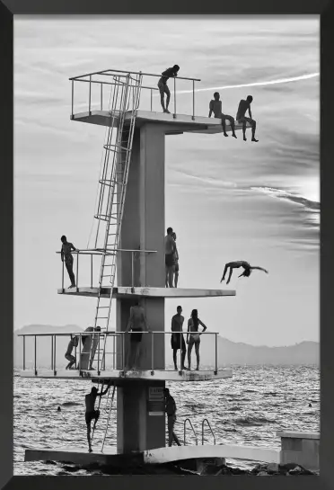 Affiche plongeoir en noir et blanc - Photographie de Zadar, Croatie