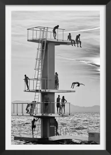 Affiche plongeoir en noir et blanc - Photographie de Zadar, Croatie
