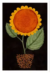 Affiche illustration fleur tournesol art naïf