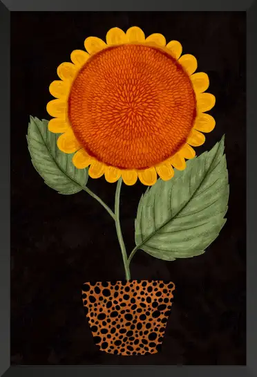 Affiche illustration fleur tournesol art naïf