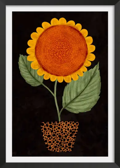 Affiche illustration fleur tournesol art naïf