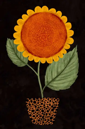 Affiche illustration fleur tournesol art naïf