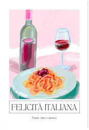 Affiche illustration cuisine italienne spaghettis