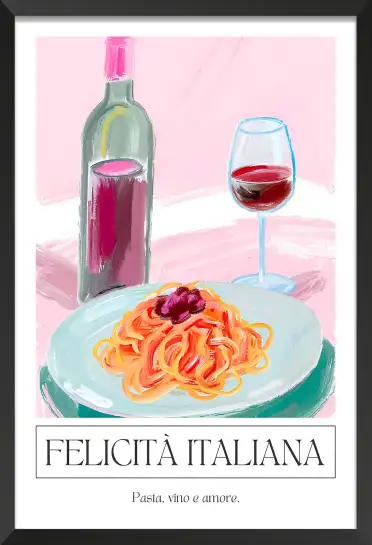 Affiche illustration cuisine italienne spaghettis
