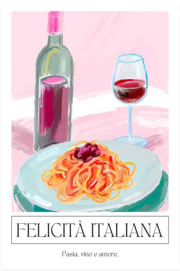 Affiche illustration cuisine italienne spaghettis