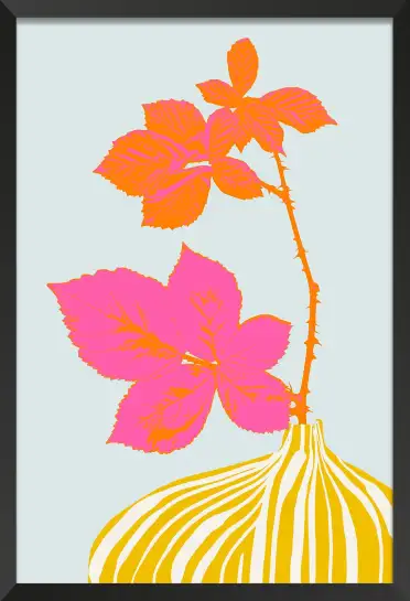 Affiche illustration botanique néon tige de ronce