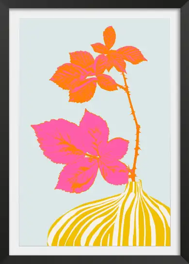 Affiche illustration botanique néon tige de ronce