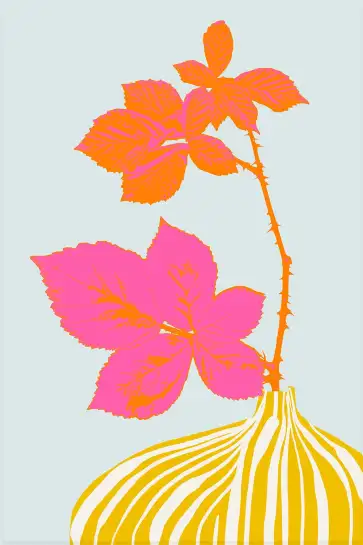 Affiche illustration botanique néon tige de ronce