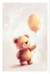 Affiche illustration enfantine ourson ballon