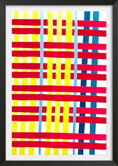 Affiche art abstrait lignes croisées multicolores