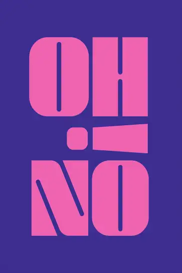 Affiche typographique oh no rose et violet