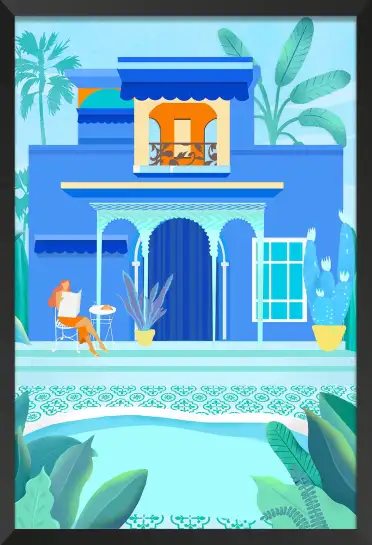 Affiche illustration villa majorelle piscine