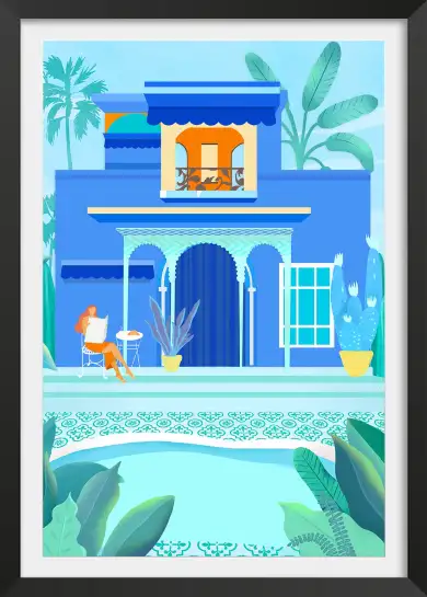 Affiche illustration villa majorelle piscine