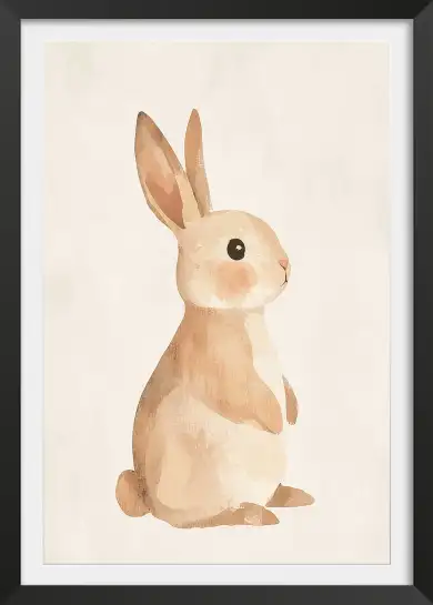 Affiche illustration lapin aquarelle beige