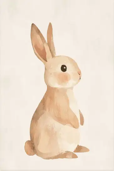 Affiche illustration lapin aquarelle beige