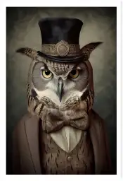 Affiche poster animalier vintage hibou