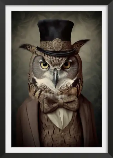 Affiche poster animalier vintage hibou