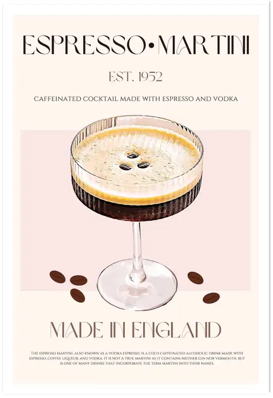 Affiche poster bar espresso martini vintage