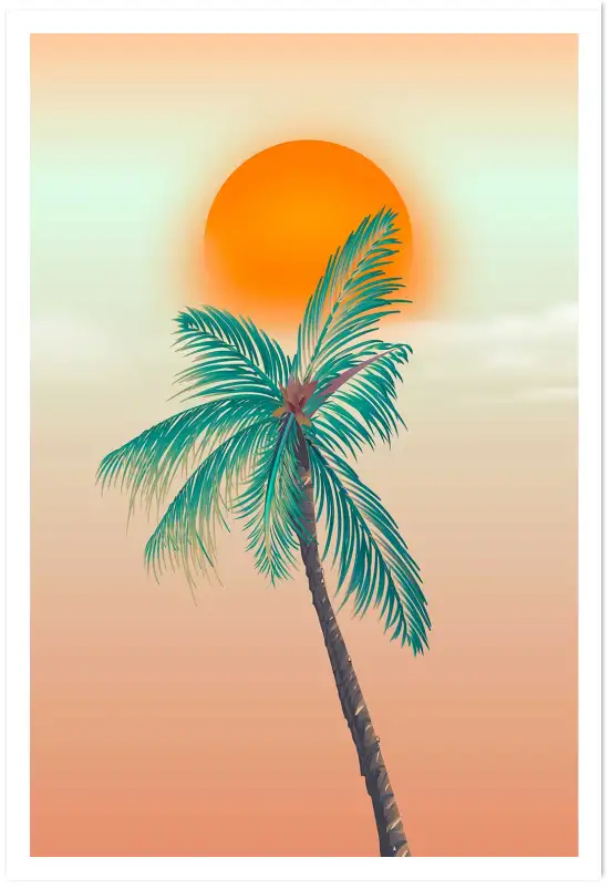 Affiche poster paysage tropical palmier